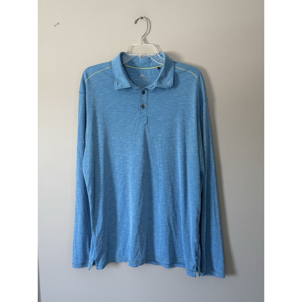 TOMMY BAHAMA Men's Paradise Cove Long Sleeve Polo Shirt - Size XL - X-Large Blue